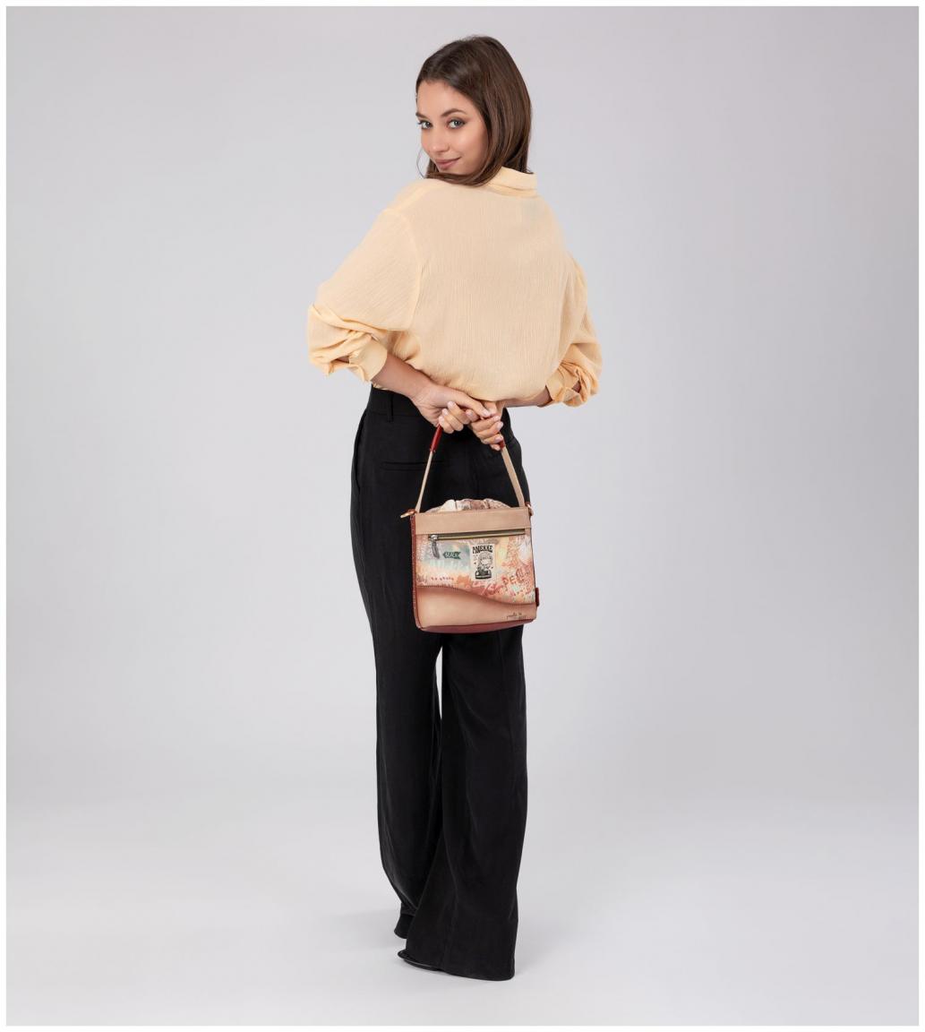Bucket Bag Anekke Peace & Love Flowers beige Nieten