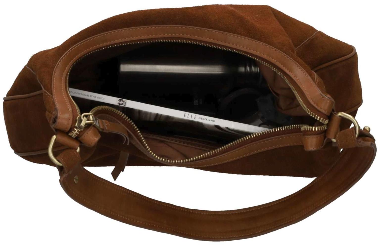 Burkely Sierra Hobo Ledertasche Velours Cognac - Braun