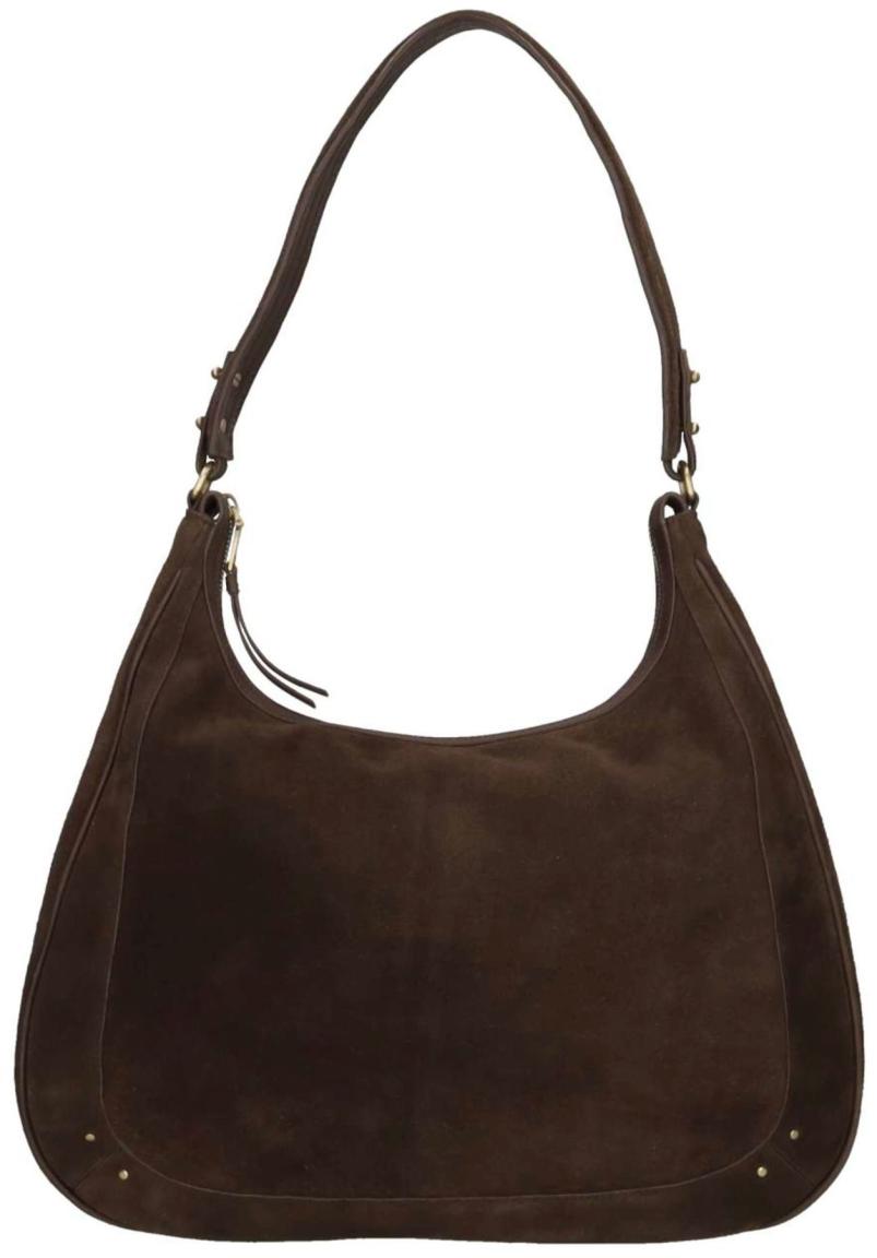 Burkely Sierra Hobo Ledertasche Velours Dunkelbraun