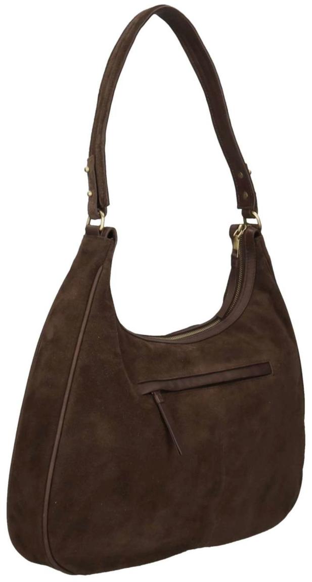 Burkely Sierra Hobo Ledertasche Velours Dunkelbraun