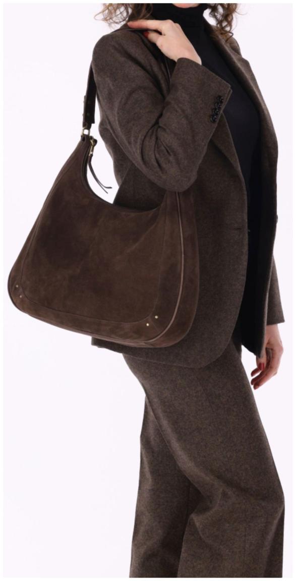 Burkely Sierra Hobo Ledertasche Velours Dunkelbraun