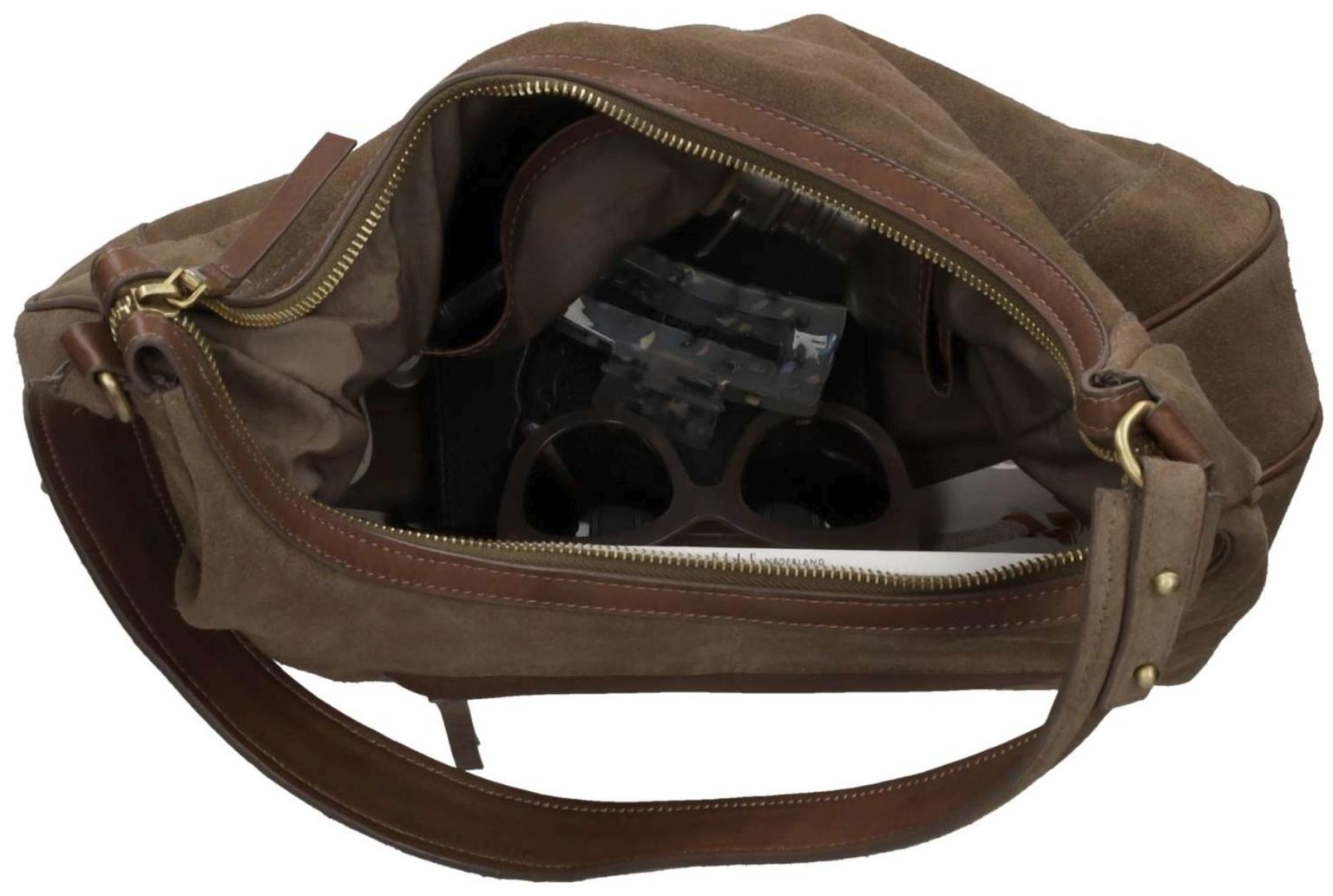 Burkely Sierra Hobo Ledertasche Velours Taupe