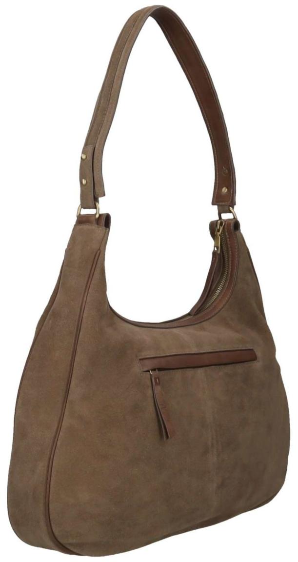 Burkely Sierra Hobo Ledertasche Velours Taupe