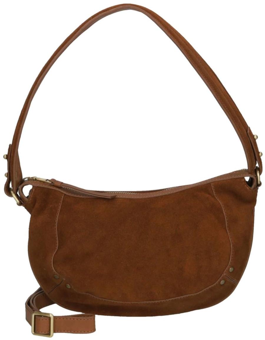 Burkely Sierra Schultertasche Leder Velours Cognac - Braun