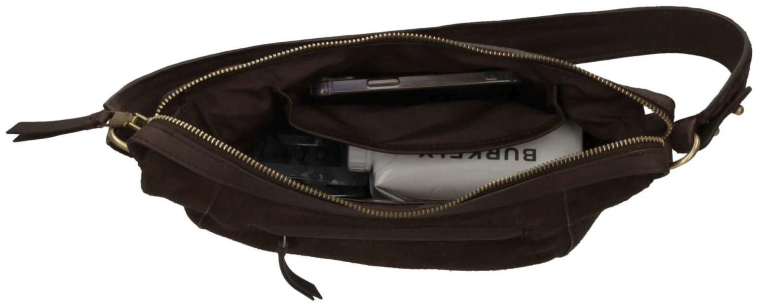 Burkely Sierra Schultertasche Leder Velours Dunkelbraun