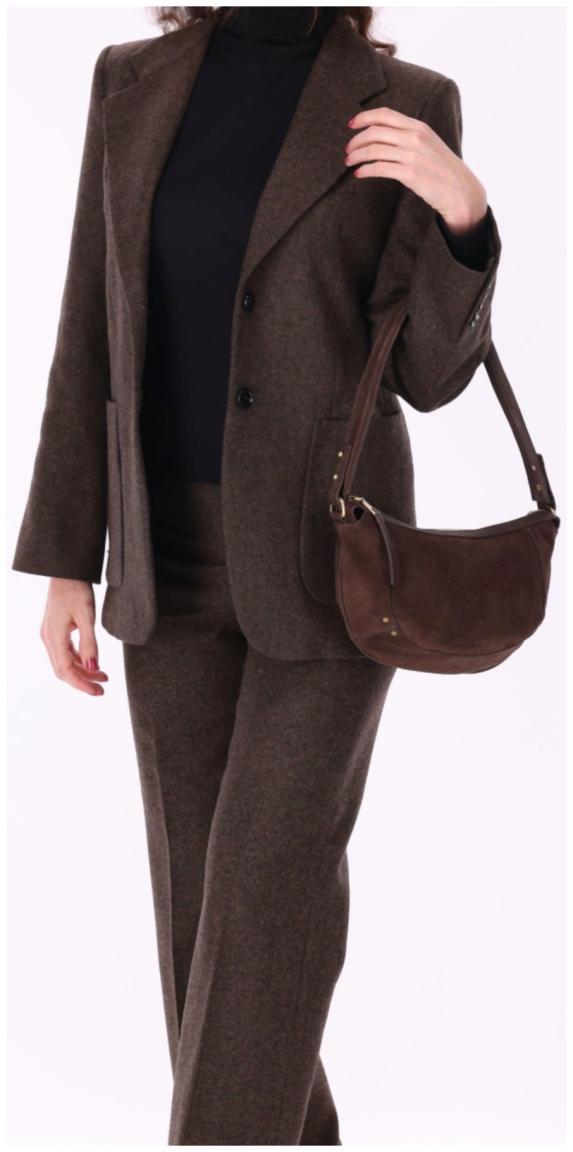 Burkely Sierra Schultertasche Leder Velours Dunkelbraun