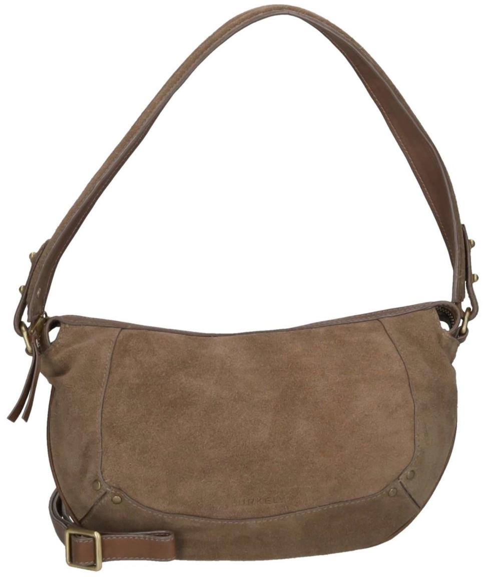 Burkely Sierra Schultertasche Leder Velours Taupe