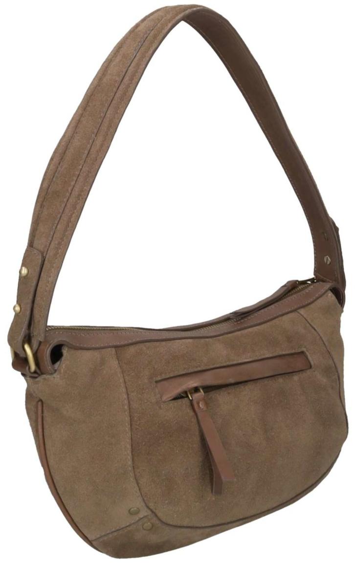 Burkely Sierra Schultertasche Leder Velours Taupe