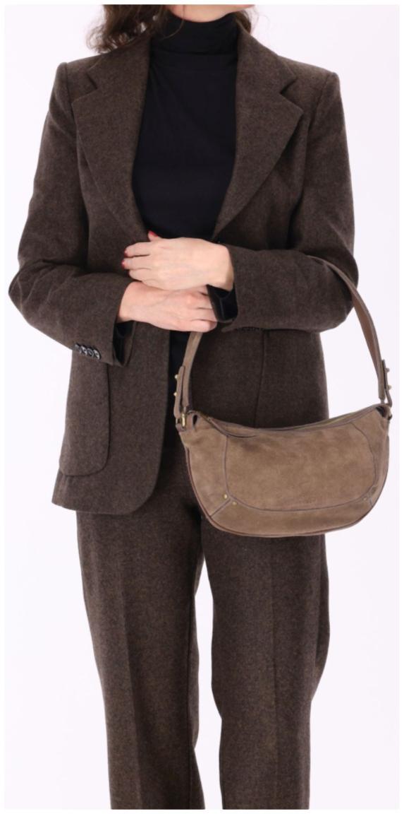 Burkely Sierra Schultertasche Leder Velours Taupe
