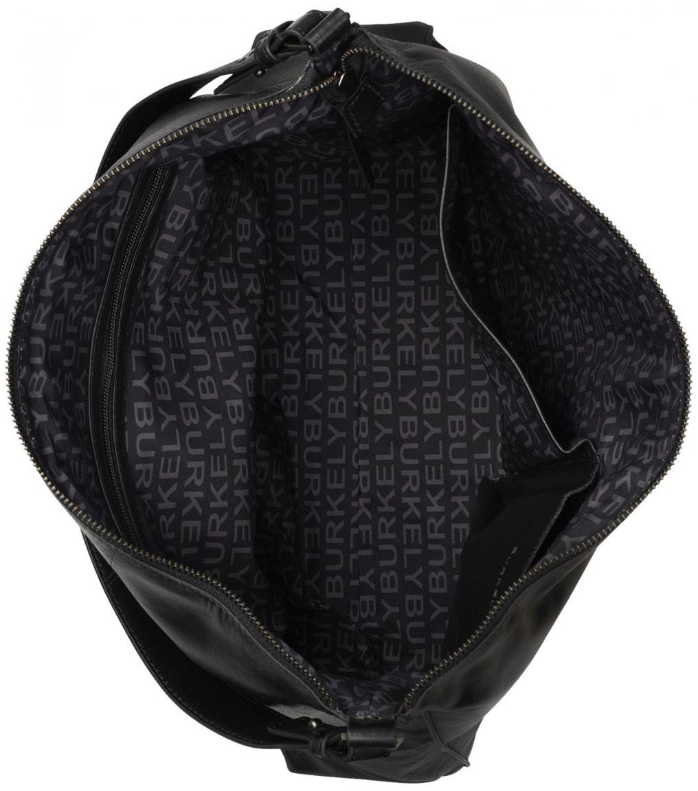 Burkely Wide Hobobag Creased Crystal Black pigmentiertes Leder