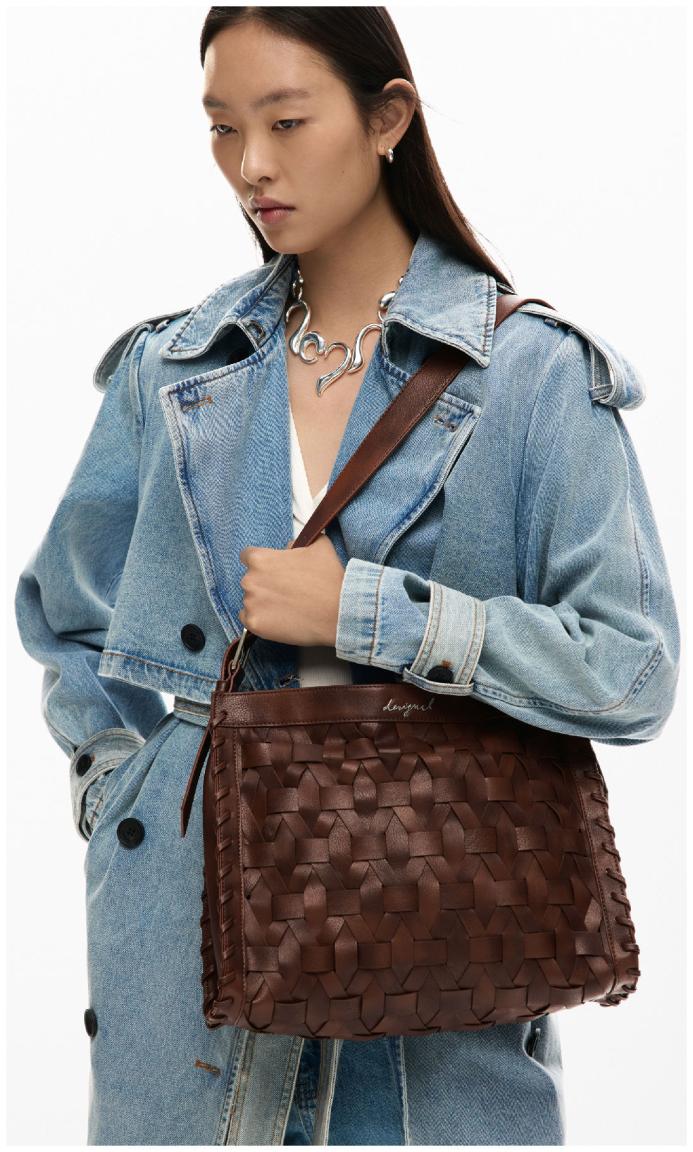 Buxton braune Umhängetasche Desigual Weboptik Camel Argon feminin