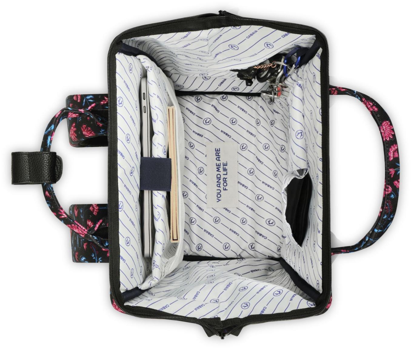 Cabaia Adventurer Medium Rucksack Surabaya Graphic Flower - Schwarz