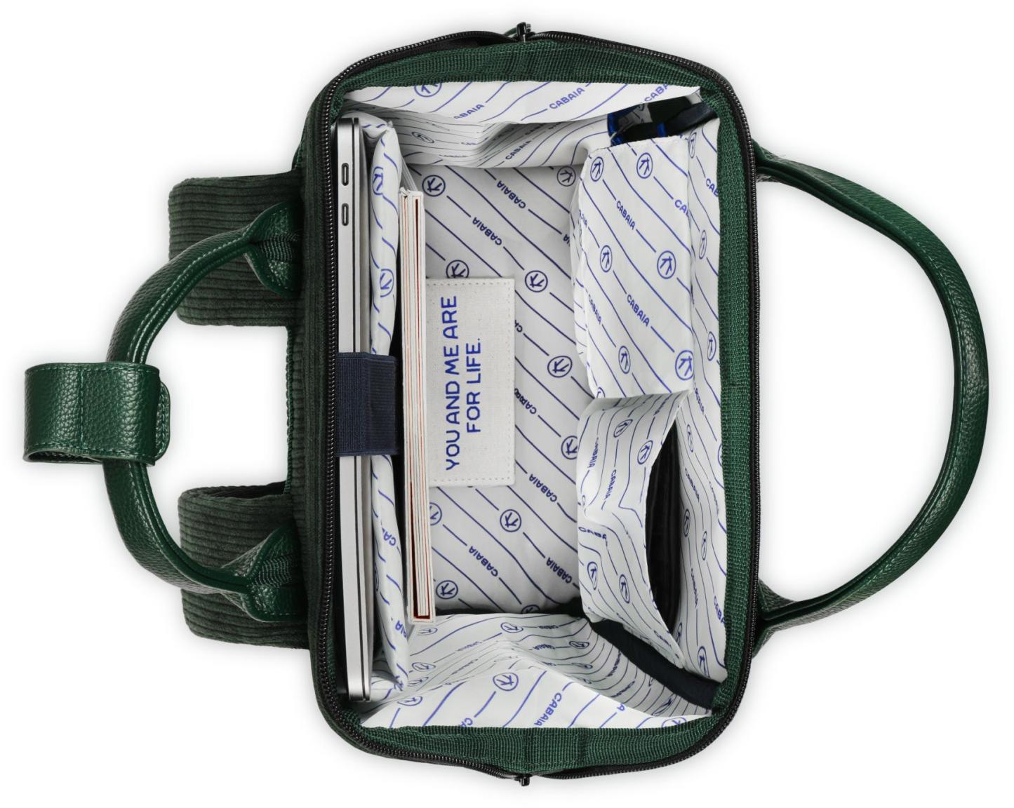 Cabaia Adventurer Small Rucksack Bremen Cord Dark Green - Grün