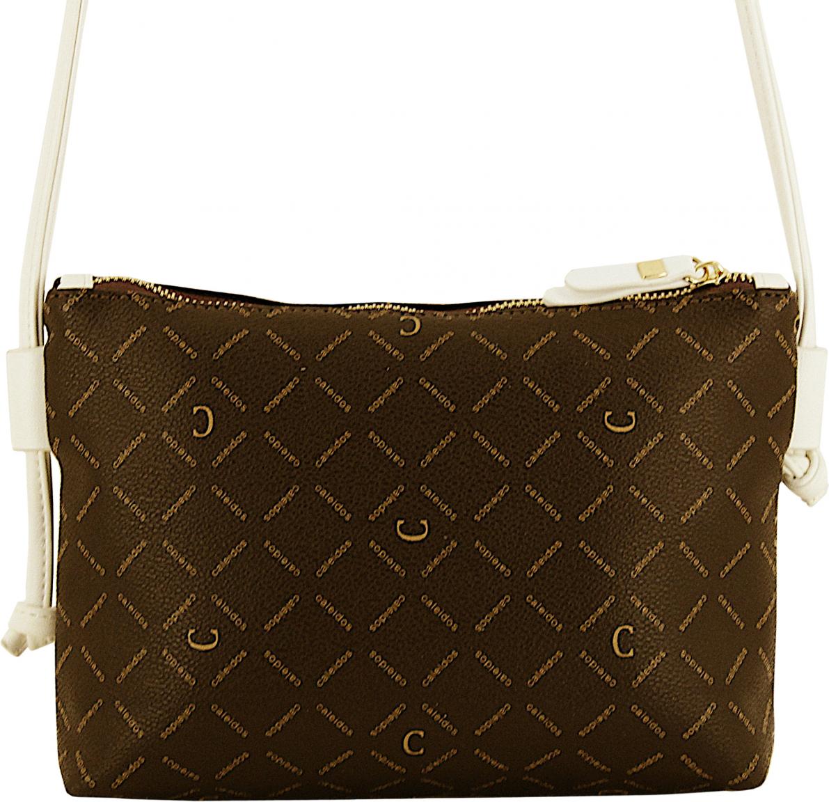 Caleidos Crossovertasche Monogramm Print weiß braun