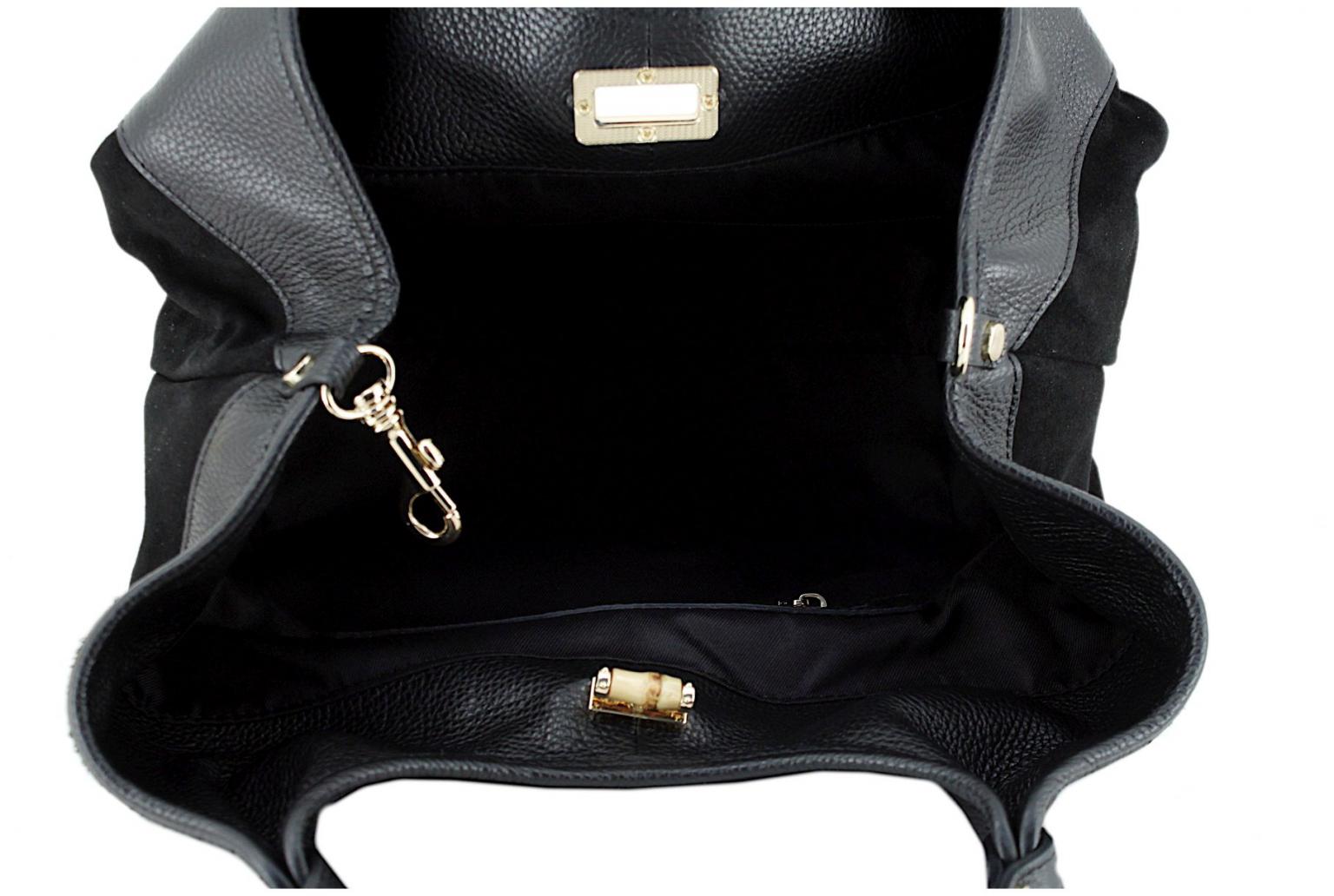 Caleidos Kurzgrifftasche Beutel Leder schwarz