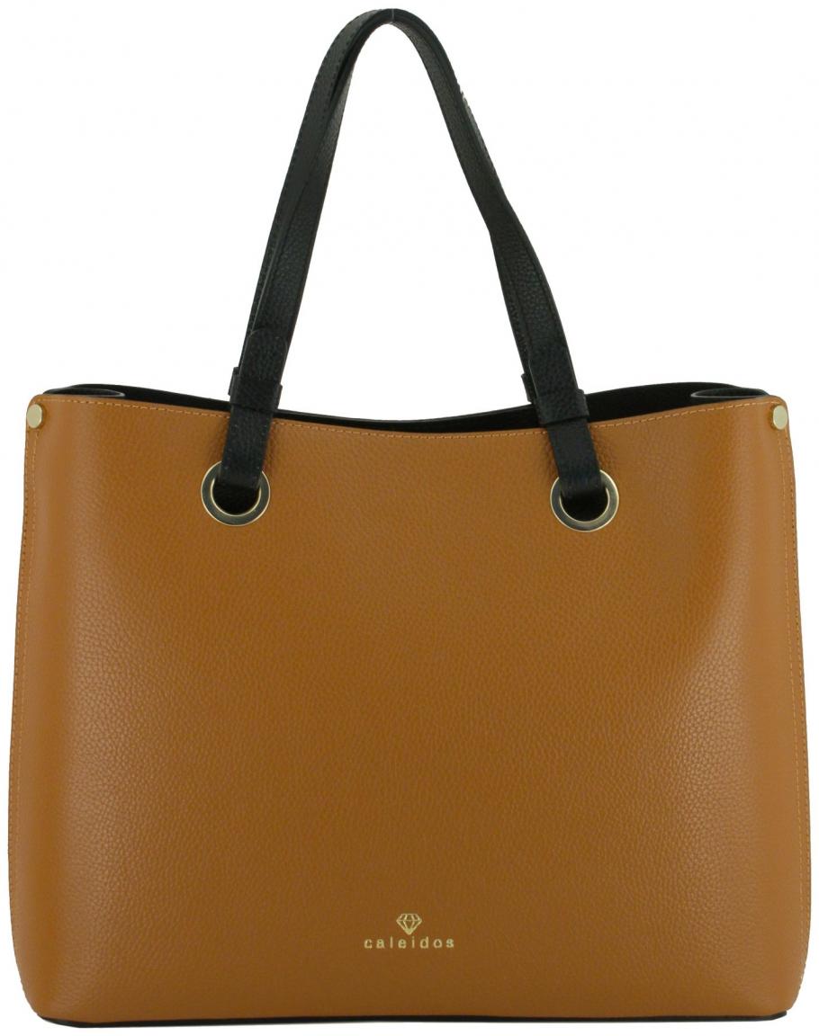 Caleidos Schultertasche Italien Azzurro Blau Leder