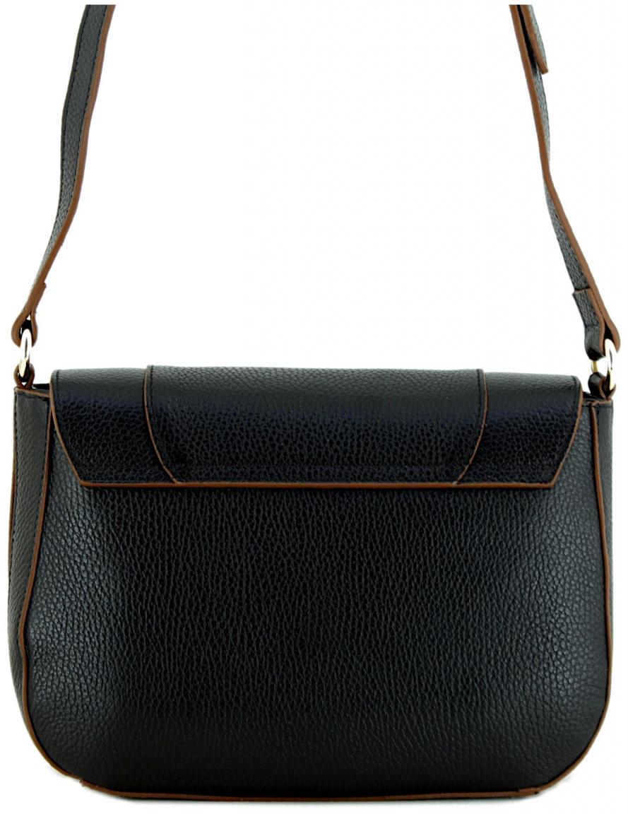 Caleidos Schultertasche schwarz mit braunen Akzenten