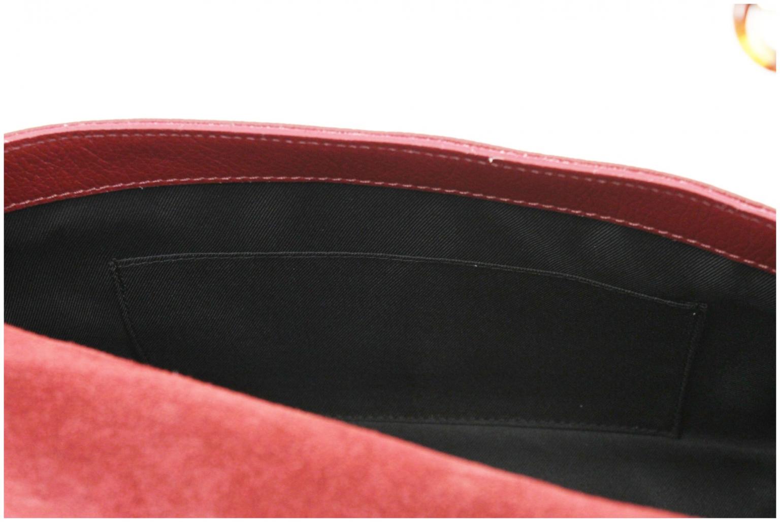 Caleidos Überschlagtasche dunkelrot Kette Echtleder