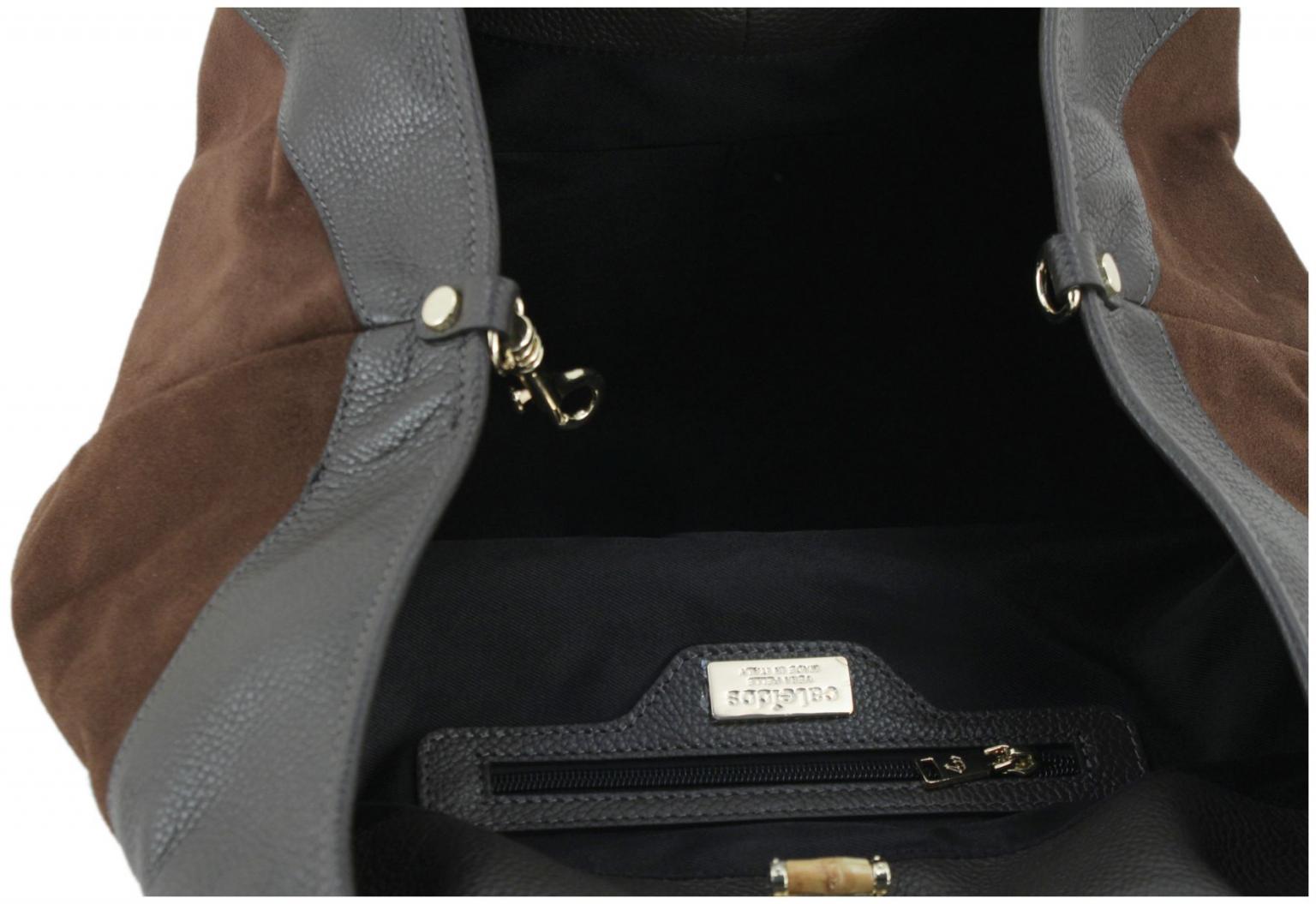 Caleidos XXL Beuteltasche Leder Taupe