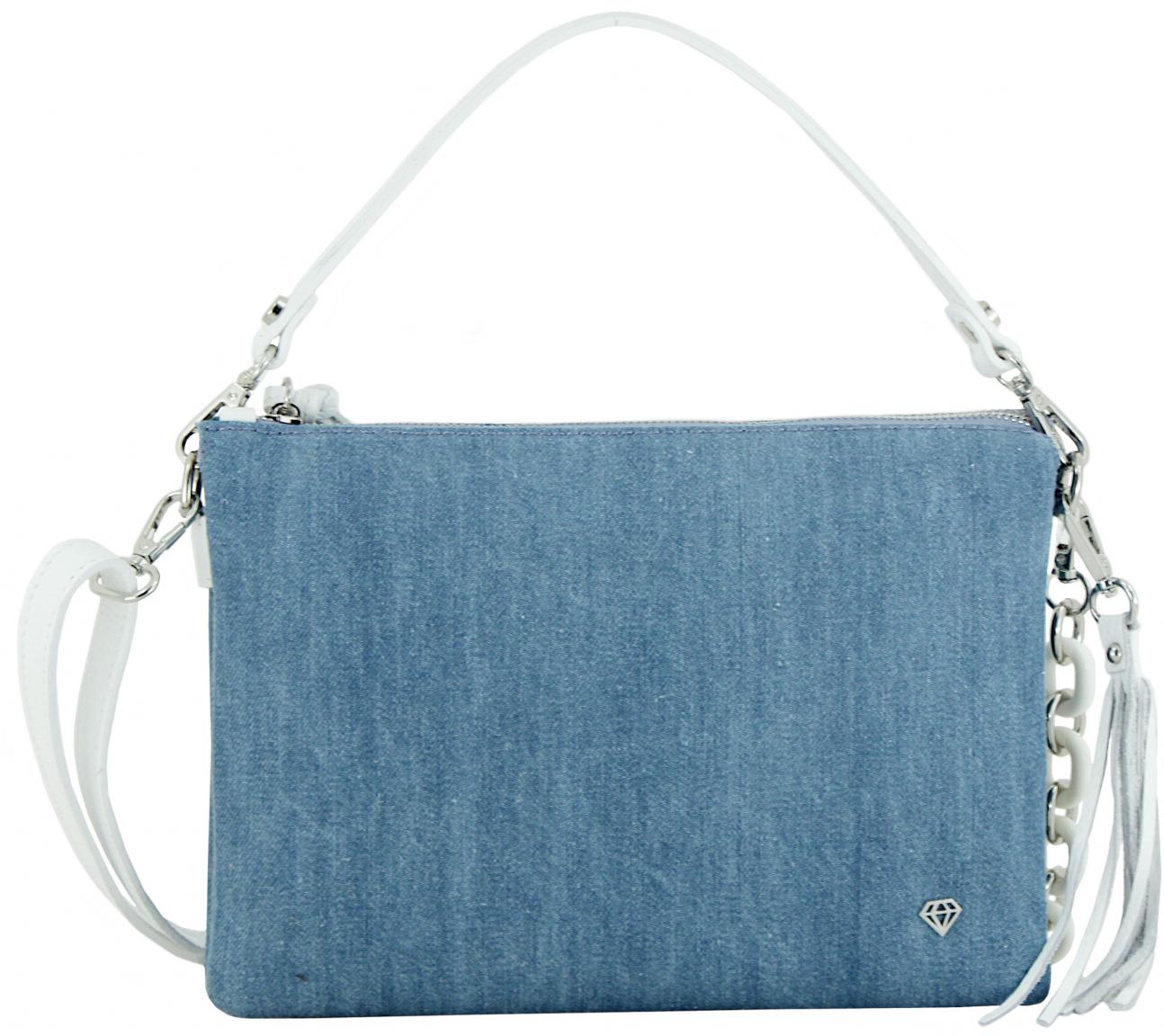 Caleidos blaue Schultertasche Jeansoptik Italien