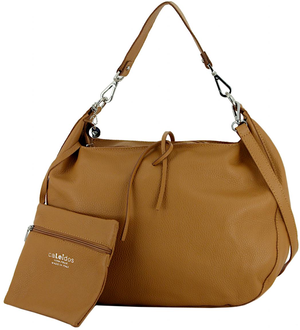 Caleidos kleiner Shopper rund weiß Leder