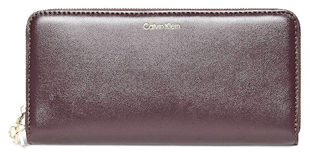 Calvin Klein Damenbörse CK Large Zip Around Bordeaux Leder