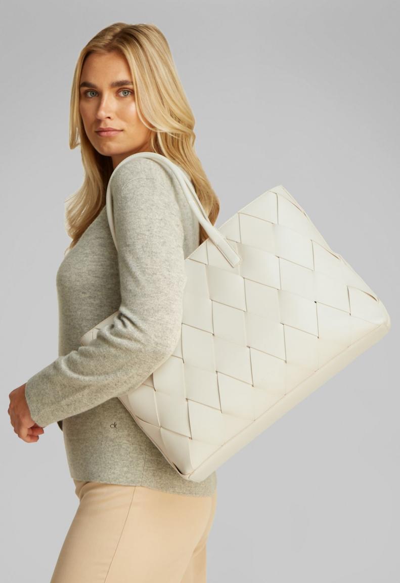 Calvin Klein Shopper Woven Medium Chalk