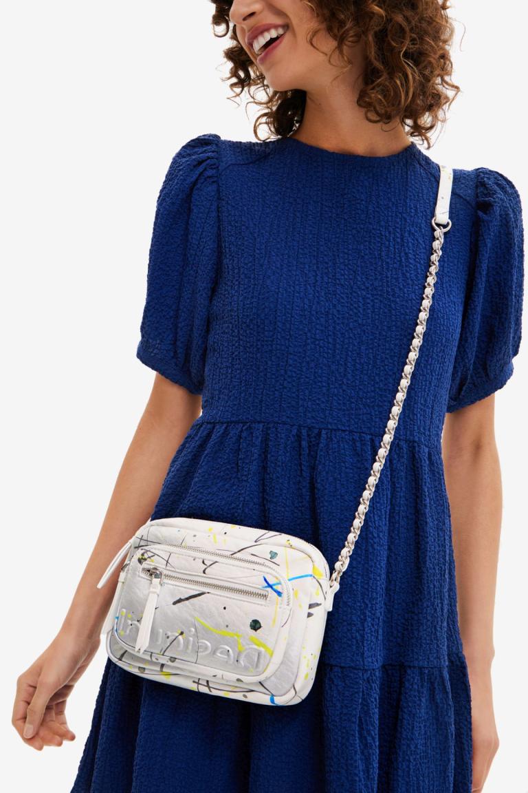 Camera Bag Desigual Silver Splat Cambridge Mini weiß Farbklekse