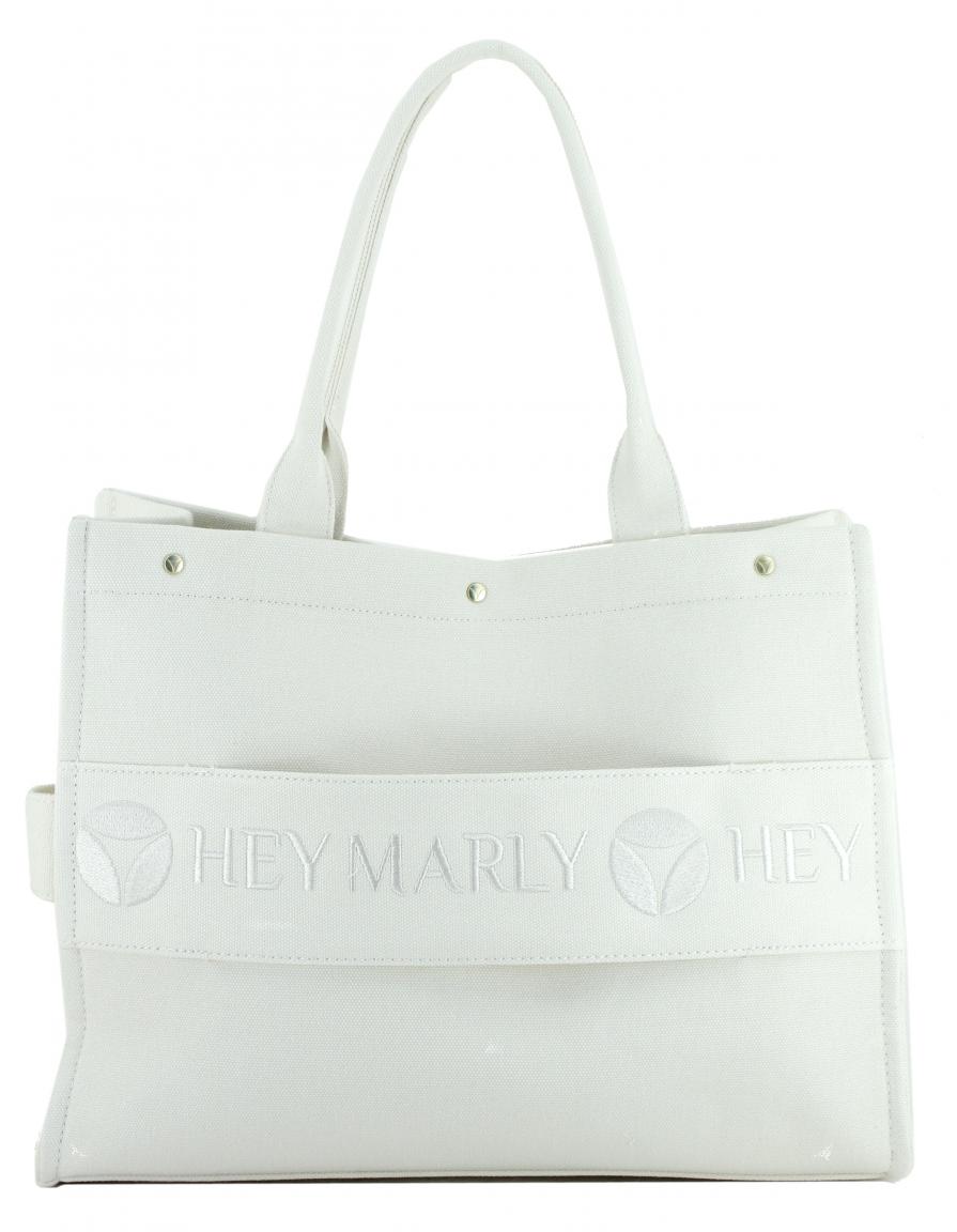 Canvasshopper hellbeige Tote Bag Crema Hey Marly Logostickerei