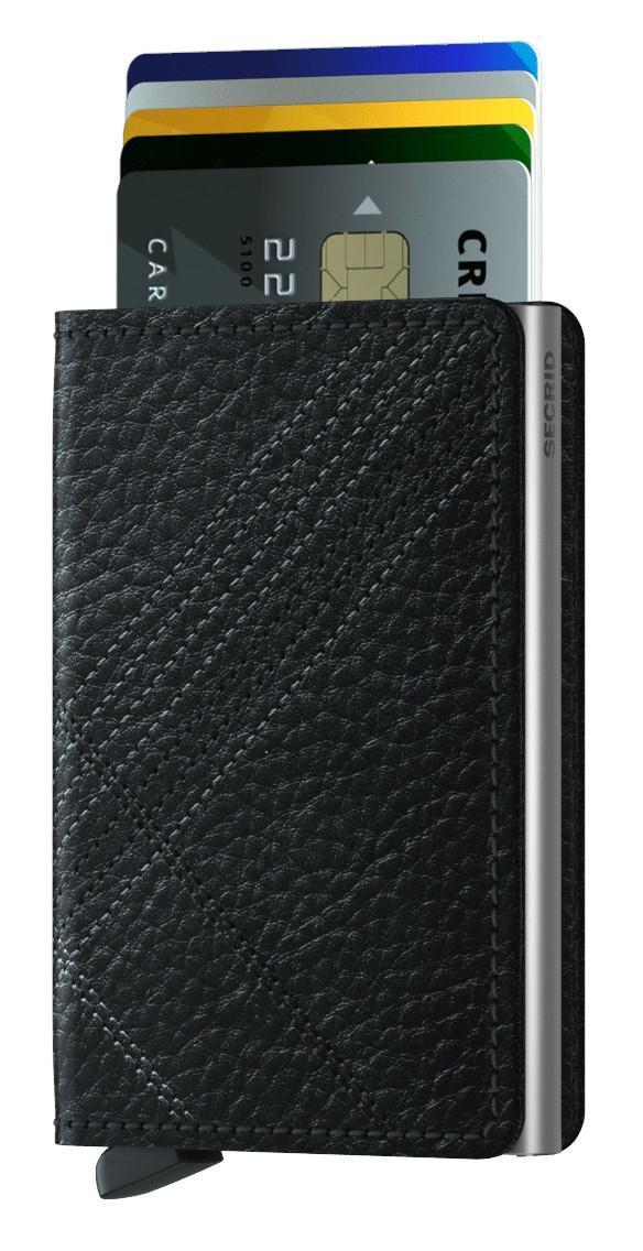 Chipkartenetui Slimwallet Stitch Linea Black schwarz bestickt