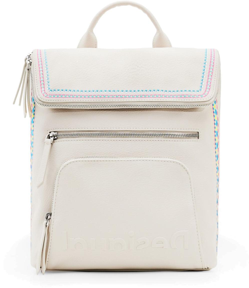 Citybackpack hellbeige Stickerei Boho Raven Crudo Nerano Desigual