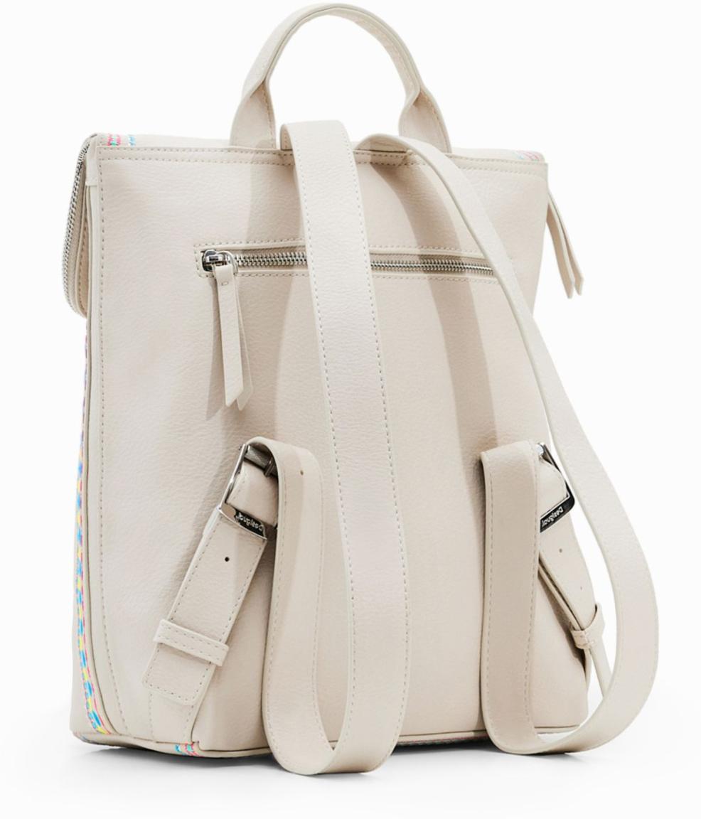Citybackpack hellbeige Stickerei Boho Raven Crudo Nerano Desigual
