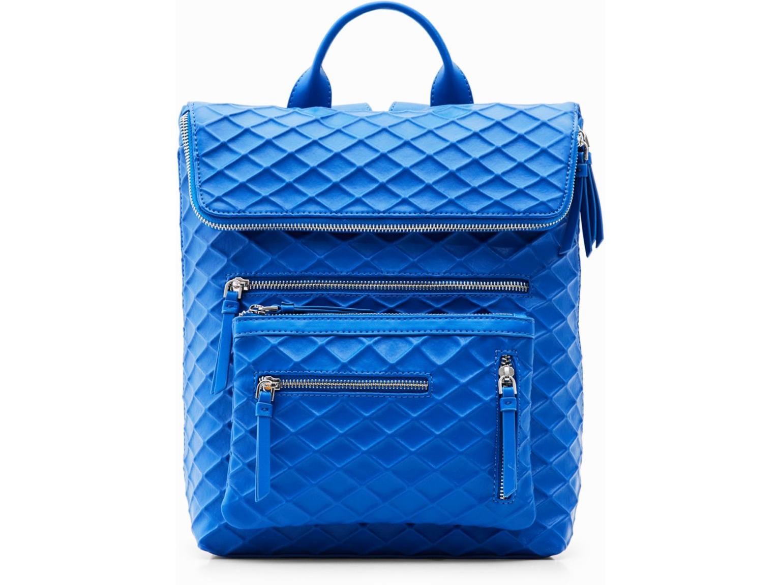 Cityrucksack strukturiert Rautenmuster Desigual Nerano Blogy Azul Klein blau