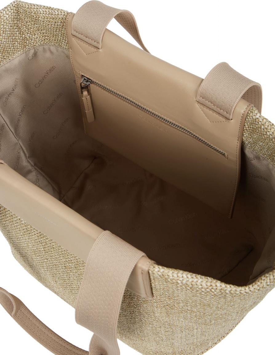 Clavin Klein Shopper Raffia Medium Crockery Beige Bast
