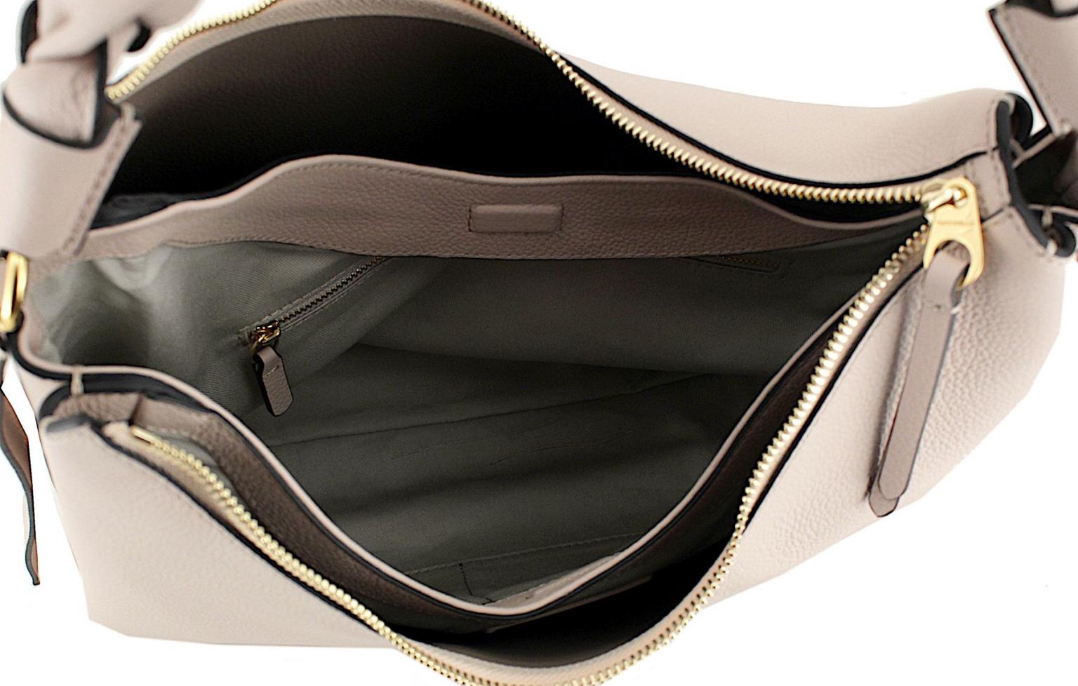 Coccinelle Boheme Medium Beuteltasche Leder Italien Rosette Taupe