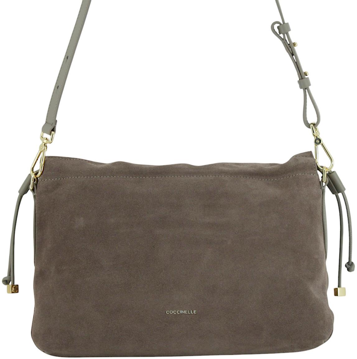 Coccinelle Lidia Suede Schultertasche Velours Stove - Grau