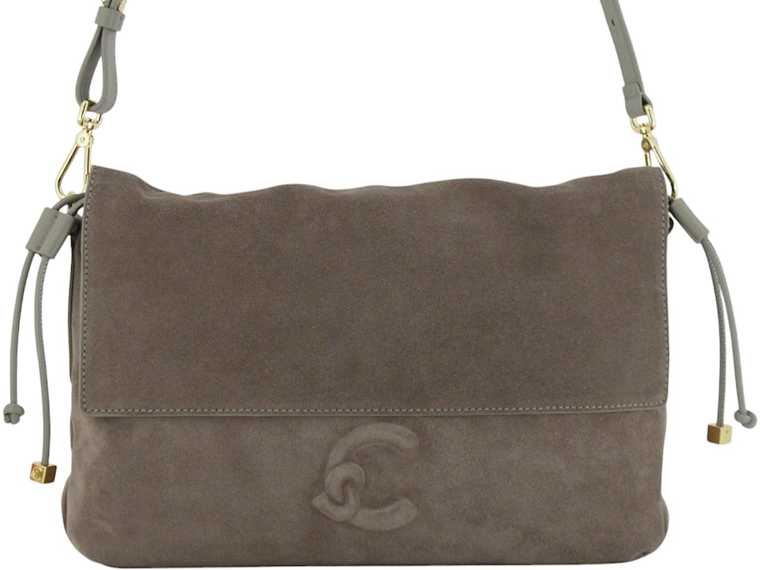 Coccinelle Lidia Suede Überschlagtasche Velours Berry - Braun