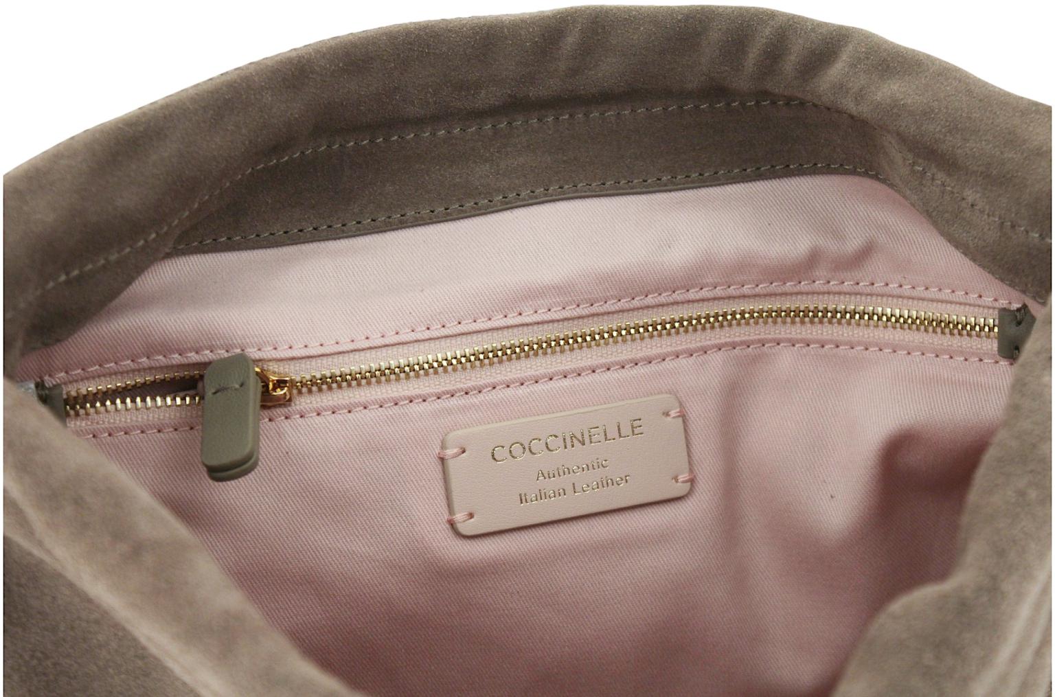 Coccinelle Lidia Suede Überschlagtasche Velours Warm Taupe