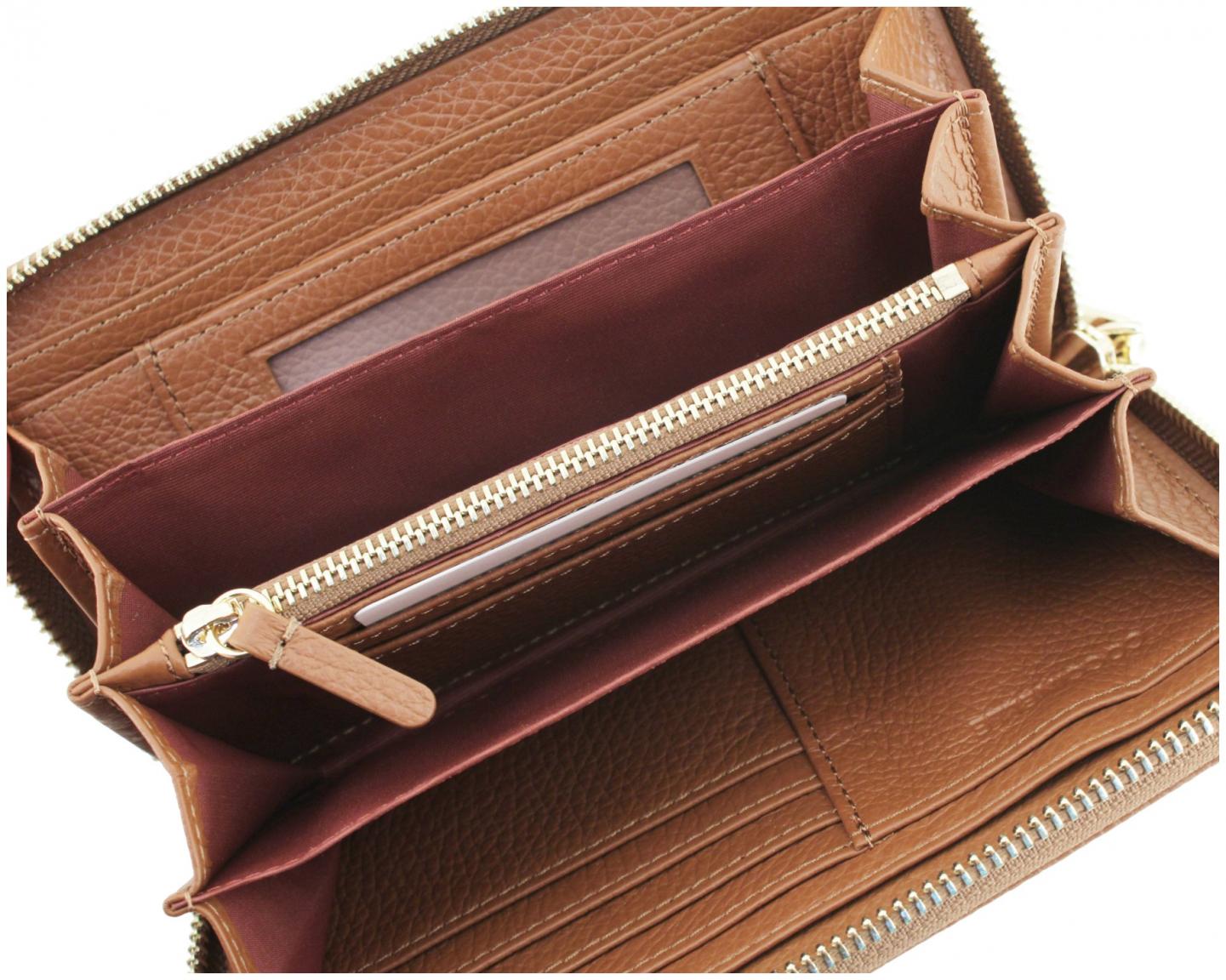 Coccinelle Portemonnaie Metallic Soft Cognac braun Echtleder