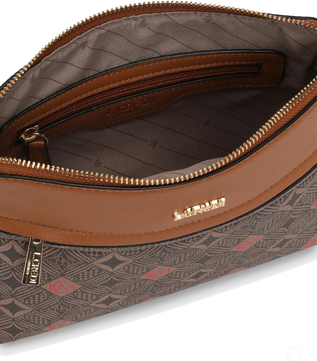 Crossovertasche Alloverprint Monogramm L.Credi Kiana Braun Multi