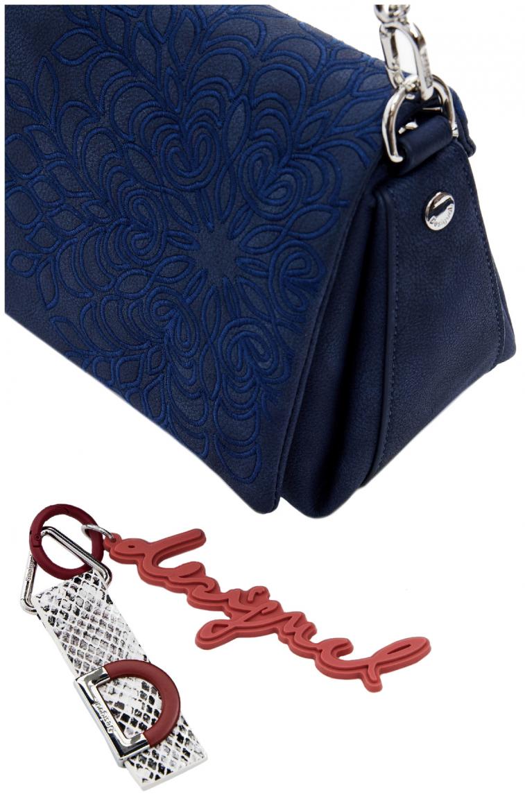 Crossovertasche Desigual nachtblau Medium Flap SIerra bestickt Azul