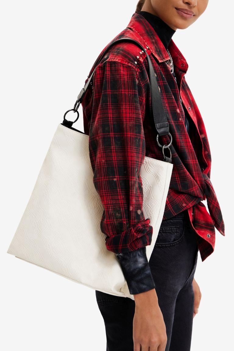 Crossovertasche mit Henkelwahl Desigual Butan Logorama Alloverprägung Beige