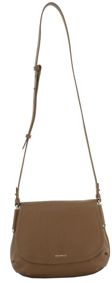 Crossovertasche mit Überschlag Leder Coccinelle Rebekka Cognac braun
