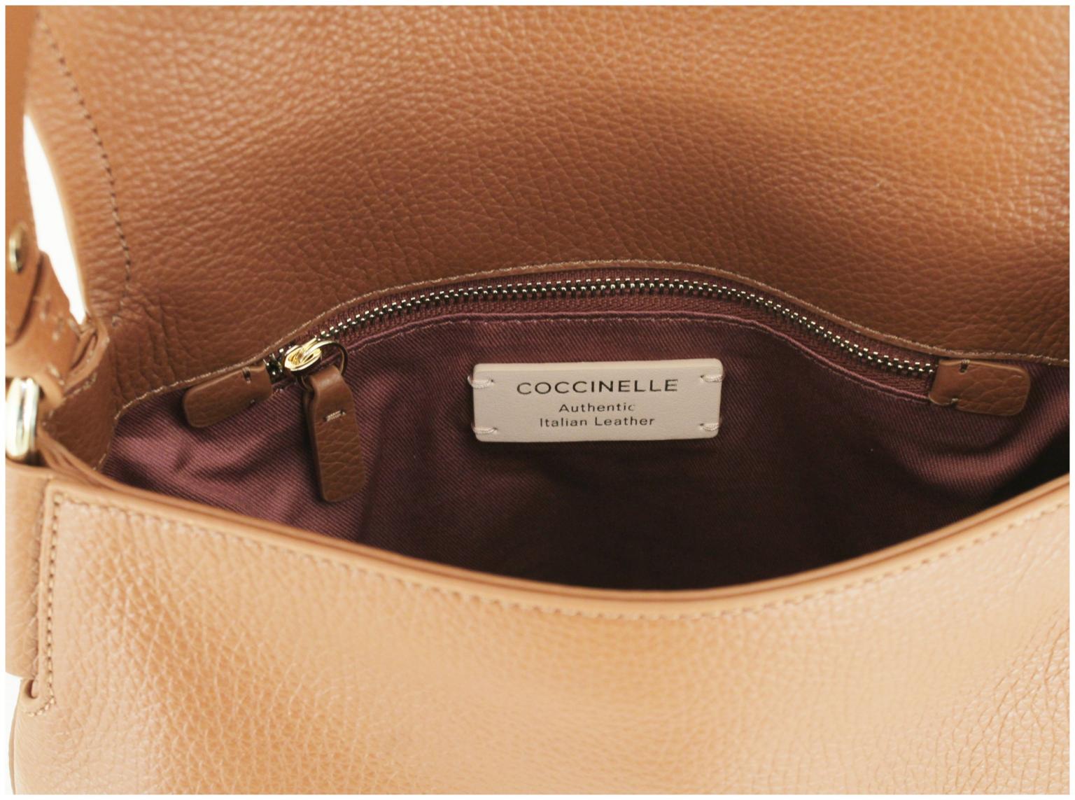 Crossovertasche mit Überschlag Leder Coccinelle Rebekka Cognac braun