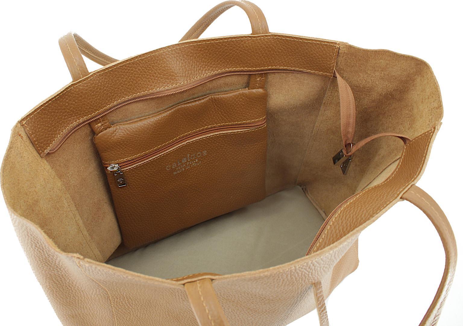 Damen Henkeltasche Caleidos Ant Pink Altrosa Reines Leder Logocharme