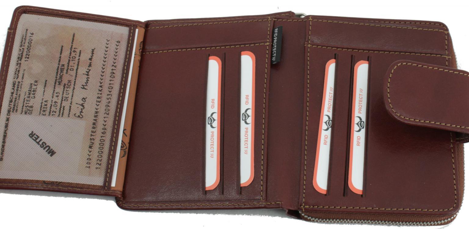 Damenbörse Colorado Golden Head braun RFID Protect
