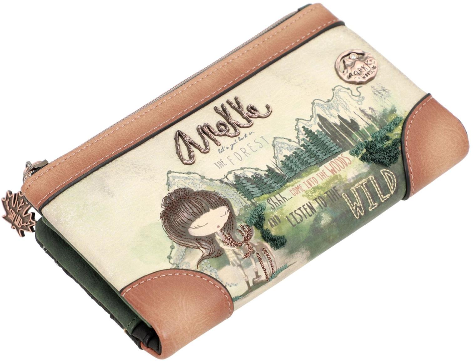 Damenbrieftasche Anekke The Forest bestickt Lumberjack Ahorn beige braun Kanada