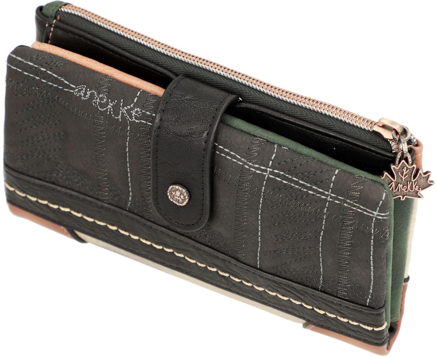 Damenbrieftasche Anekke The Forest bestickt Lumberjack Ahorn beige braun Kanada
