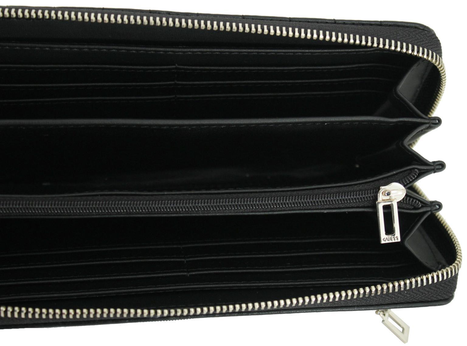 Damenbrieftasche Guess Amara Blck schwarz 4G-Logo Lochmuster