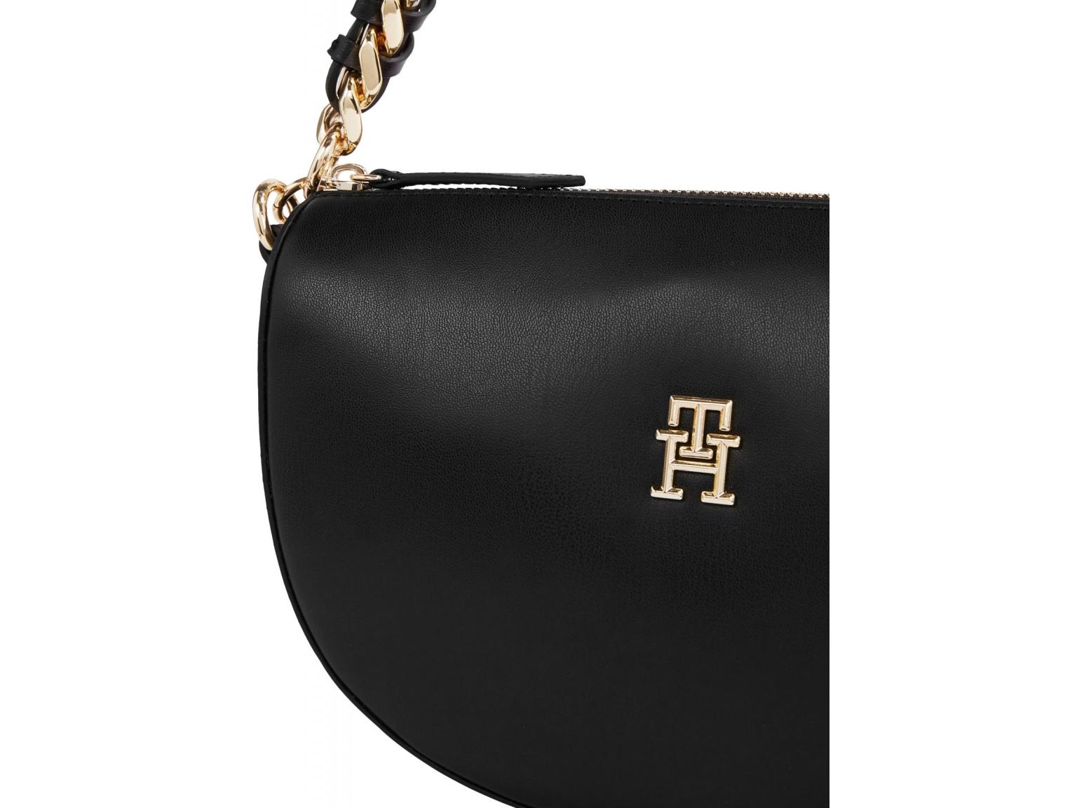 Damenhandtasche Halbmond Tommy Hilfiger Feminine Schwarz Kettenhenkel